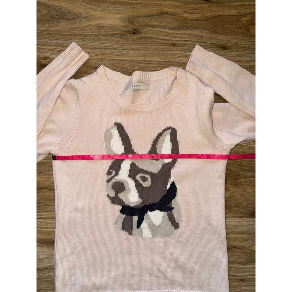 Loft Frenchie French bulldog rosebud pink cotton sweater - size S - OE - Picture 8 of 10